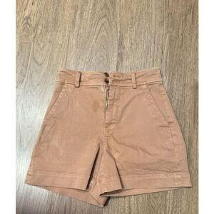 Everlane High Waist double button zip up shorts in Khaki size 2